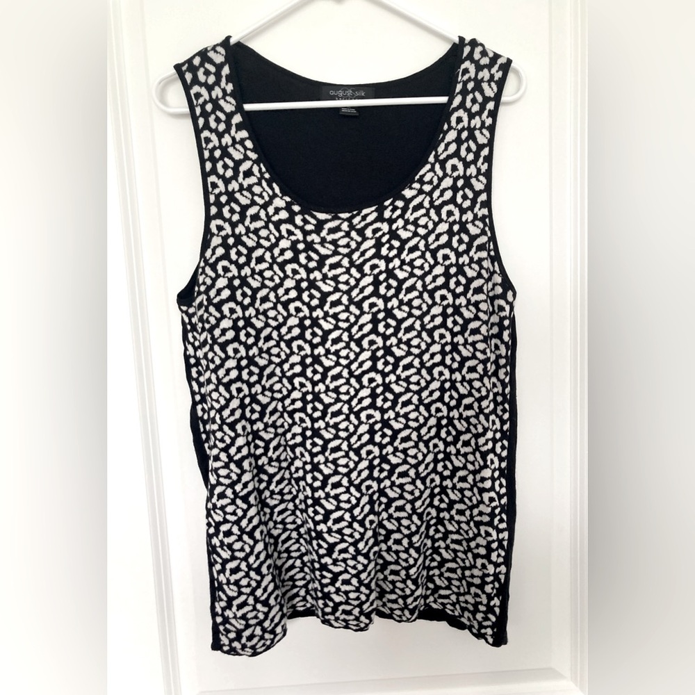 4/$25 August Silk Modal Blend Black and White Sleeveless Top Women’s XL
